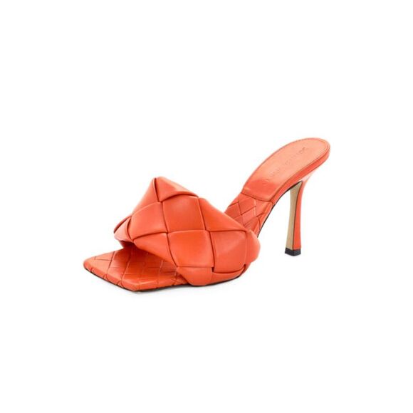 BOTTEGA VENETA Shoes - BOTTEGA VENETA Womens Coral Toe Stiletto Slip On Leather Heeled Sandal 38.5